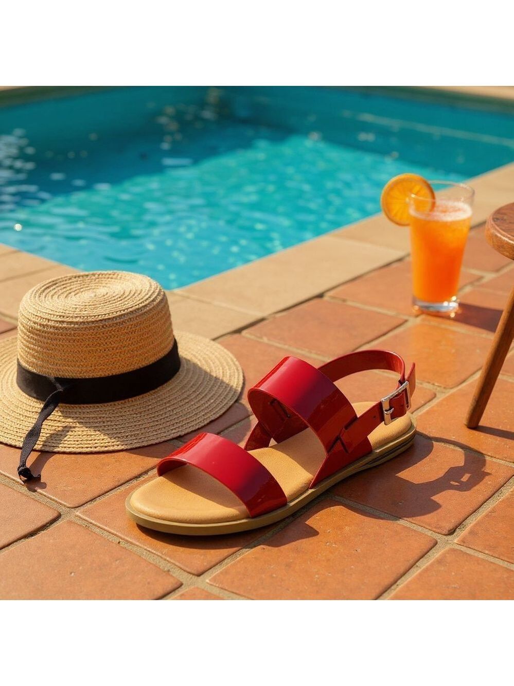 Journee Collection Women Sling Back Strap Flat Sandals Flip Flops Sz 10 M Red